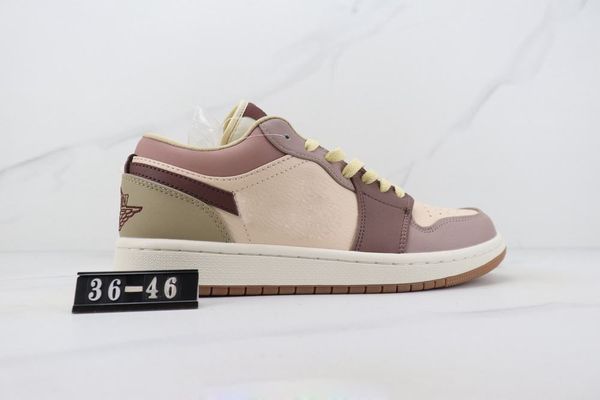 

with box 1 low basketball shoes men women dark pony smoky mauve 1s sneaker