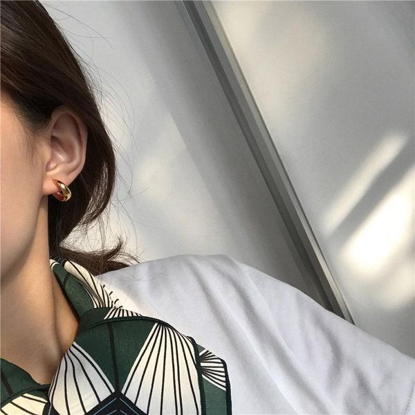 

knot 925 sterling silver earring fashion heavy industry smooth ear ring bone buckle high sense trendsimple wild boy girl ear jewelry