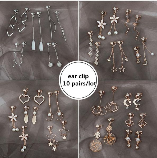 

back earrings without pierced ears fake piercing mori super fairy vintage earrings for teens clips on ears, Silver