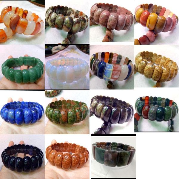 

bangle carnelian jasp gold sand cherry quartz unikate mookaite opal aventurine rhodonite women men beads elastic bracelet 7" wfh336, Black