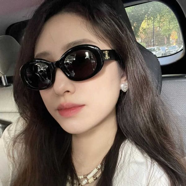 

2023 design lens factory 80% retail2023 new triumphal arch sunglass premium oval women's uv protection glass black, White;black