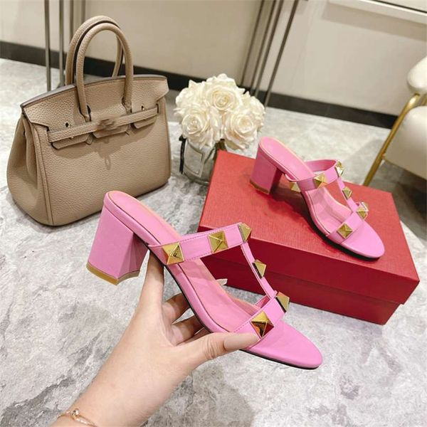 

summer popular women's sandals 2023 valentinoity fashion luxury brand business work leisure travel letter logo women's high heels, Black