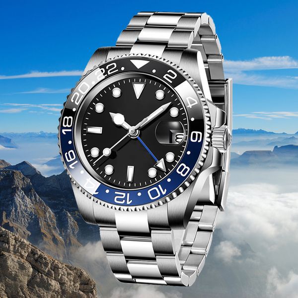 

mens mechanical watches 2813 movement watch sapphire glass blue dial brand super luminous men watchs stainless steel 50m waterproof montre d, Slivery;brown