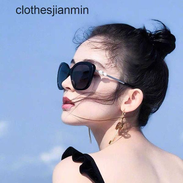 

2023 fashion sunglasses factory 85% retail xiaoxiangjia sunglass high version star same ch5339 double pearl polarized square fashion sunglas, White;black