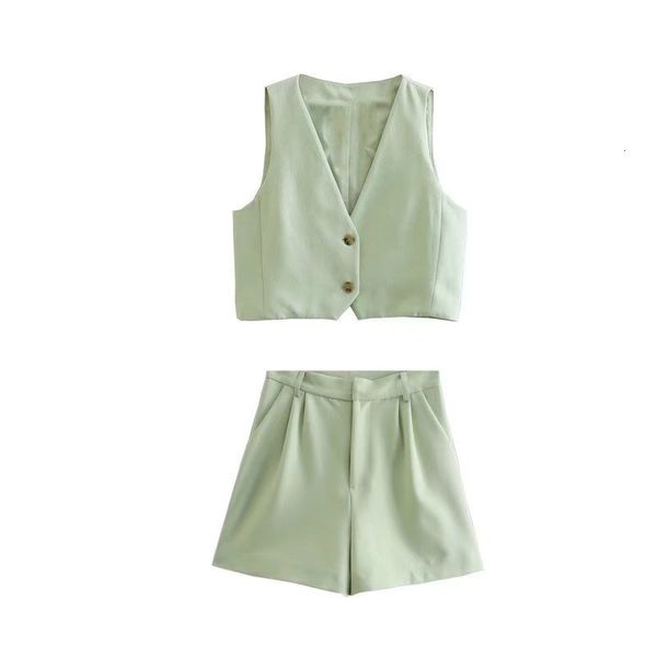 

women's tanks camis pb za vneck linen vestcasual fashion wide leg shorts summer solid color pants 230520, White
