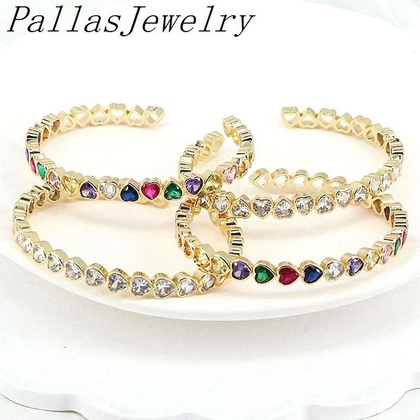 

bangle 3pcs fashion colorful zircon bracelet new luxury party gifts zircon bangles crystal heart bracelets women jewelry, Black