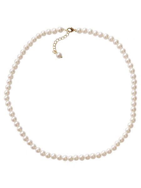 

pendant necklace pearl necklace enamel women's vintage beaded necklace, Silver