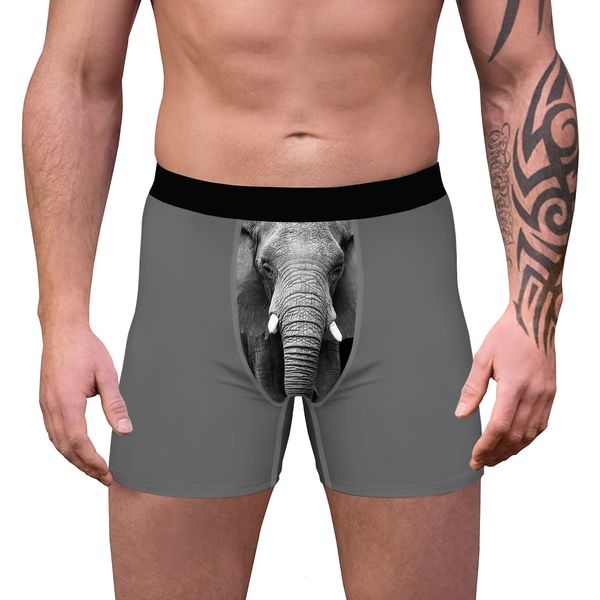

underpants men's underwear boxers briefs 3d elephant printed funny novelty boxer shorts male brand breathbale panties 230520, Black;white