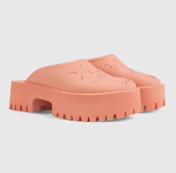 

perforated designer sandals luxury platform slide hollow pattern slippers transparent materials sandal rubber flats slipper flip flops, Black