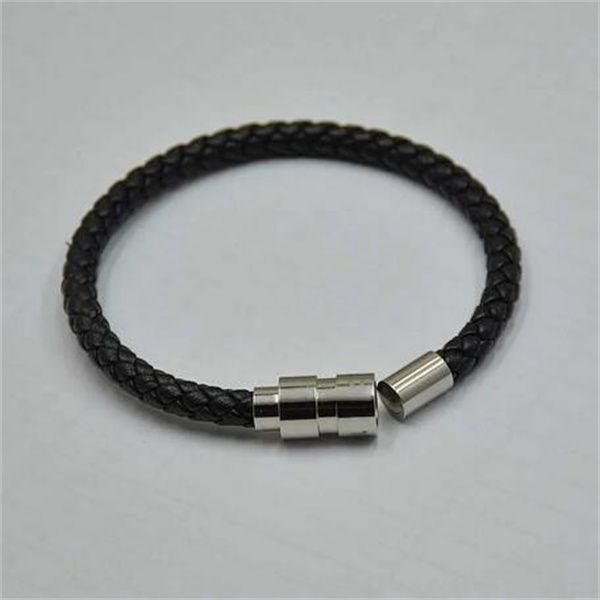 

simple design men's leather bracelet multicolor stainless steel button bangle women men wristbands valentine's day jewelry gift, Golden;silver