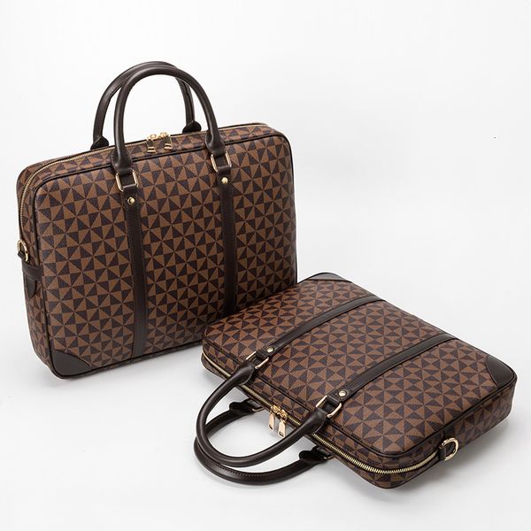 

briefcases classic fashion men women briefcase famous brand design plaid leather laphandbag male office business travel satchels 230520
