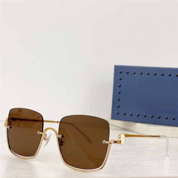 

luxury brand design sunglass men women rimless square pink yellow colorful lens metal half frame outdoor uv400 protection glasses 1279s, White;black