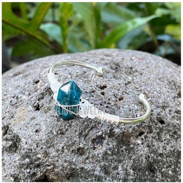 

bangle bm42405 raw stone bangle rough apatite moonstone cuff crystal cuff bracelet healing stone bracelet boho stone jewelry, Black