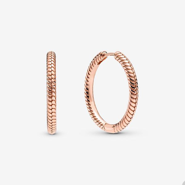 

luxury rose gold charm hoop earrings for pandora 925 sterling silver circle earring designer jewelry for women girlfriend gift party earring, Golden;silver