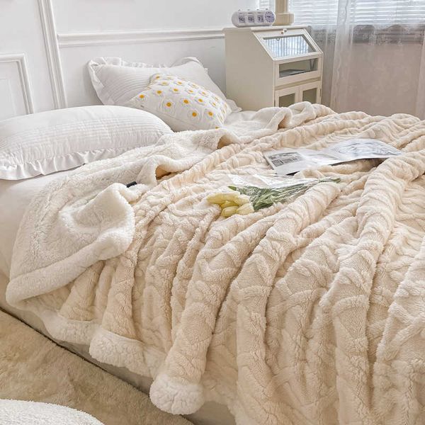 

Plaid Warm Bed Blanket Adults Children Lamb Wool Blankets Solid Color Nap Air Conditioning Blanket Soft Batch Shoulder Blanket