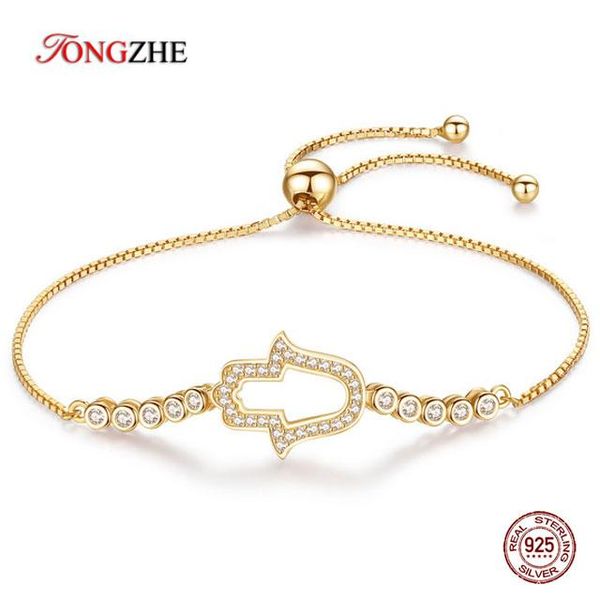 

bangle tongzhe fashion 2019 925 sterling silver bracelet rose gold jewelry charm beads hamsa hand bracelet for women gifts for men, Black