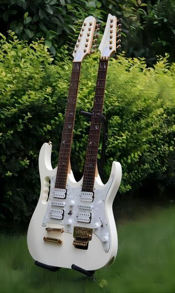 

2012 selling jem 7v 12 strings and 6 strings double neck guitar white electric guitar