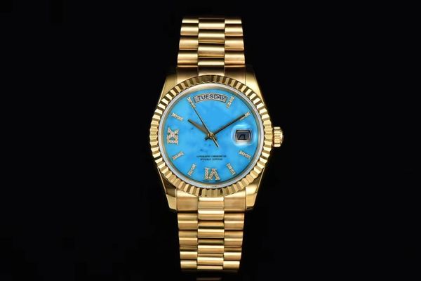 

with original box men's watch day date 18k gold roman dail datejust president 41mm 904l stainless steel bezel automatic mechanical move, Slivery;brown
