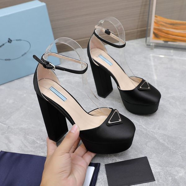 

luxury designer fashion baotou high heel sandals summer new silk platform black design open toe women's wedding shoes