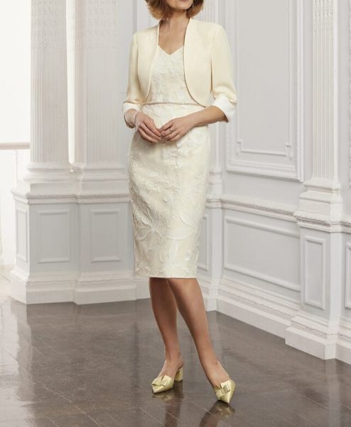 

chic yellow mother of the bride suits v neck half sleeves lace mother dresses with jacket, Black;red