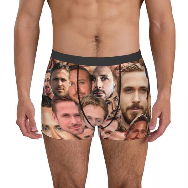 

underpants ryan gosling breathbale panties male underwear print shorts boxer briefs 230520, Black;white