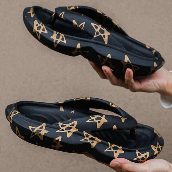 

slippers eva thong flip flops men platform cloud summer thick sole beach pillow slides clip toe arch support wedge sandals 230520, Black