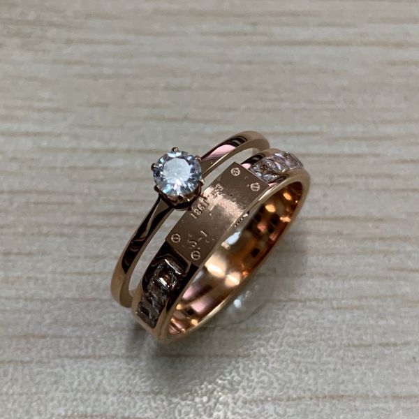

luxury original logo designer diamond m ring extravagant 18k pink rose gold 316l stainless steel letter rings women wedding jewelry lady par, Silver