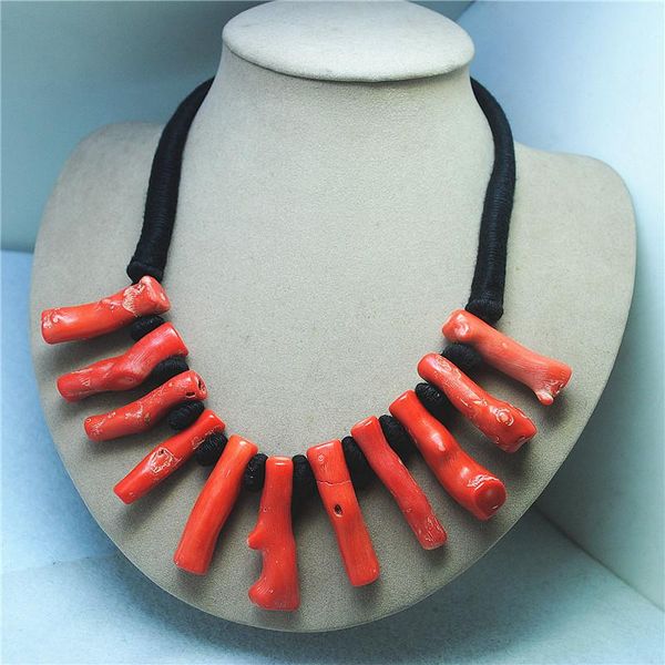 

necklaces 1pc new red coral necklaces choker women necklace with cotton wire 53cm length for party or wedding decoration clothes wearing, Silver