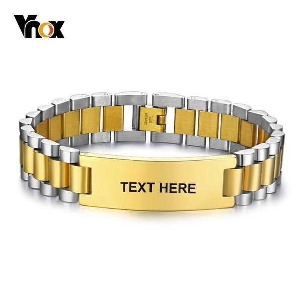 

bangle vnox custom record stainless steel bracelets for men 15.5mm wide chunky link chain bracelets tough man jewels, Black