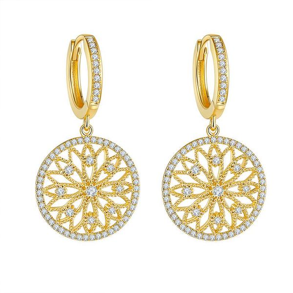 

huggie wedding real diamond 18k yellow gold earrings for women round hollow pure gemstone hoop earring luxury fashion jewelry orecchini, Golden;silver