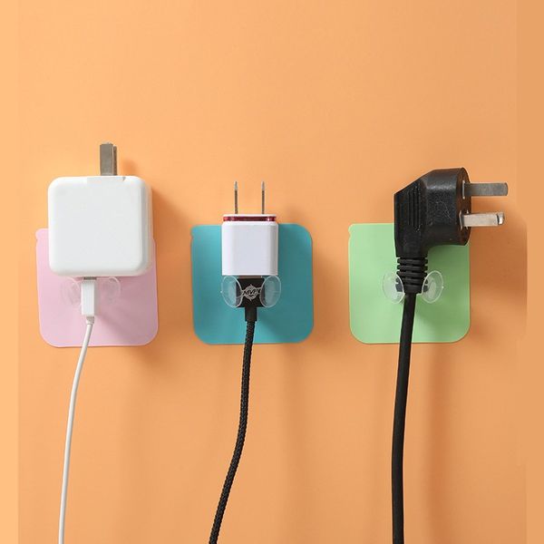 

4pcs/set power plug hooks adhesive holder wall mounted kitchen organizer storage
