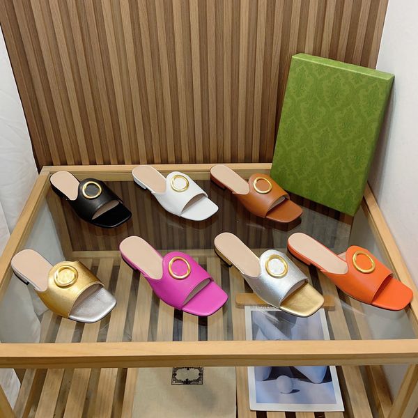 

casual shoes g blondie slides slippers sandals mule flat heels square opentoe flat women luxury designers lamb genuine leather outsole cold, Black