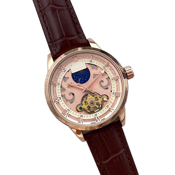 

brand designer mens watches luxury man wristwatches moon phase mechanical automatic movement waterproof fashion watch for men christmas gift, Slivery;brown
