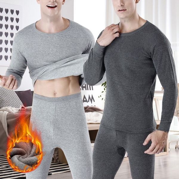 

men's tracksuits winter thermal underwear for men thermos set thickened bottom shirt thick fleece pajamas long johns plus velvet 230520, Gray
