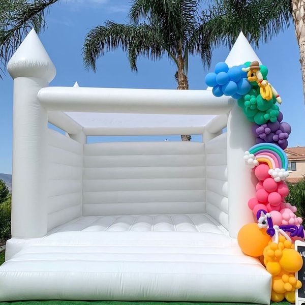 

stylish white jumper inflatable wedding bouncy castle bounce house tent with air blower 13x13ft all pvc for commercial rental