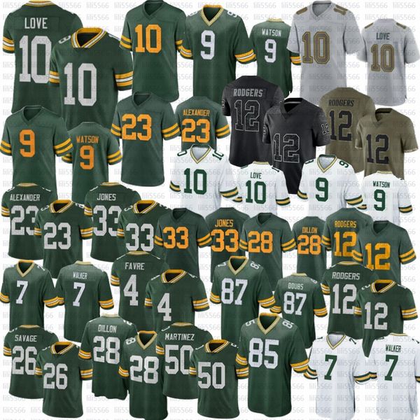 

love aaron jones football jersey jaire alexander green aj dillon david bakhtiari packers walker christian watson devonte wyatt, Black;red