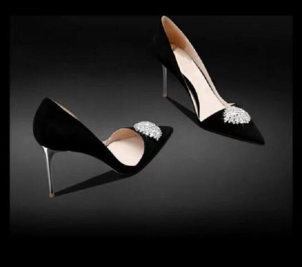 

spring new crystal diamond slippers iconic triangular logo square head high-heeled women shoes designers women's pearl rhinestone sanda, Black