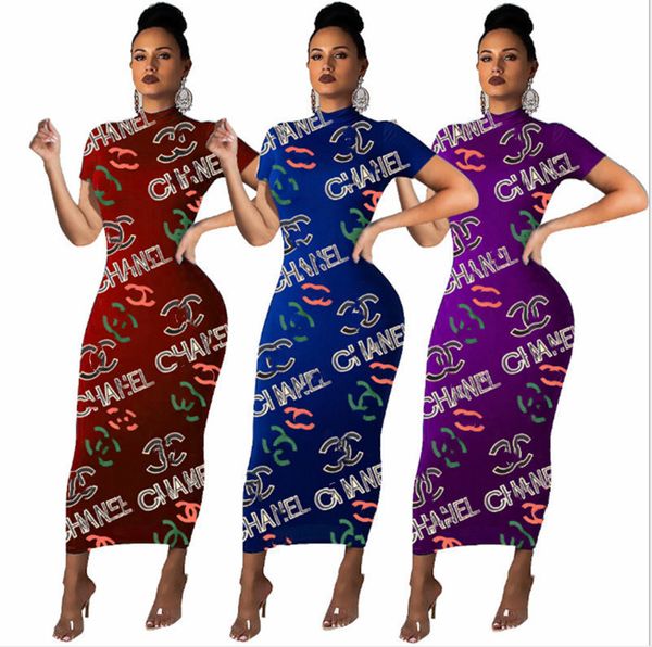 

2023 brand women dresses fashion letter clothing short sleeve casual dress summer clothes dhl 2620, Black;gray