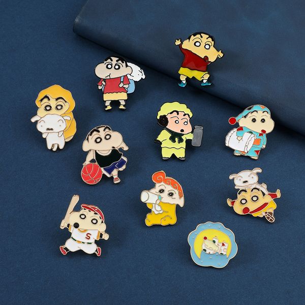

crayon baby brooch cute anime movies games hard enamel pins collect metal cartoon brooch backpack hat bag collar lapel badges