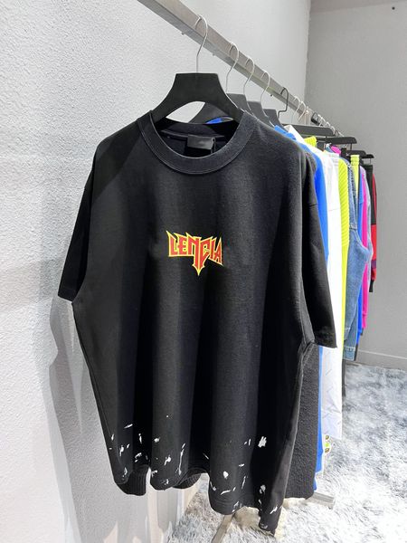 

tshirts mens designers fashion luxury women t shirts lightning letter logo printed with worn-out holes for couples casual hip-hop street sty, White;black