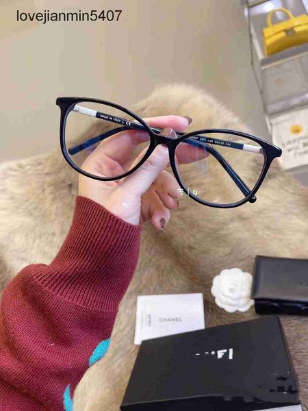 

2023 fashion sunglasses factory 50% retail xiaoxiangjia's new eyeglass frame sunglass optical lens box ch3373 large plain face flat gla, White;black