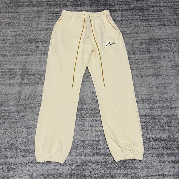 

mens pants designer clothing casual pant rhude letter embroidery drawstring terry guard womens loose streetwear jogger trouser, Black