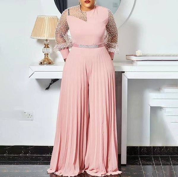 

plus size dresses size o-neck lace up solid long sleeve pleated party evening for women slight strech 230520, Black
