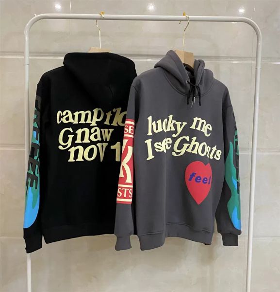 

mens designer hoodie lucky me i see ghost hoodies high fashion sweatshirt long sleeve sweatshirt hip hop street style pullover d9he#, Black