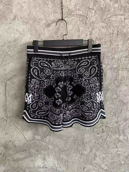 

men's shorts men cotton cashmere knit paisley shorts 230520, White;black