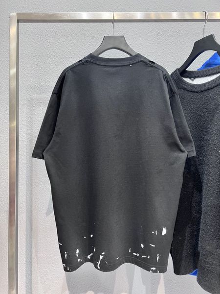 

designers balck tshirt fashion clothing luxury mens t shirts lightning letter logo printed with worn-out holes for couples casual hip-hop st, White;black