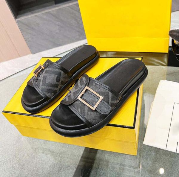 

slide designer women sandals men slippers flip flops luxury flat thick bottom embroidery printed classic retro jelly rubber sandals size 35-, Black