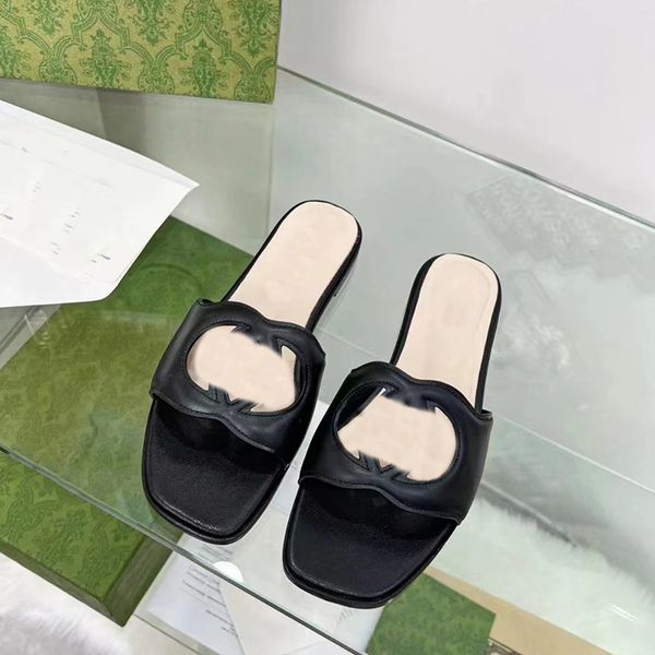 

2023 designer luxury brand women's slippers platform flat fashion hollow out non-slip comfortable going out walking beach sandals with, Black