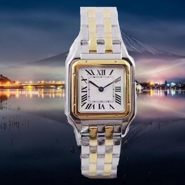 

women's watch square rectangular quartz watch stainless steel slide buckle women's gold watch sapphire luminous diving watch luxur, Slivery;brown