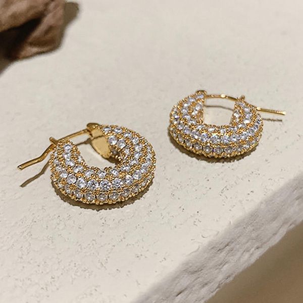 

huggie caoshi cool girl dazzling crystal hoop earrings for everyday life gorgeous accessories for party trendy female chic jewelry gift, Golden;silver